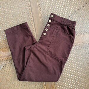 [SOLD] Lintico - Heidi Linen Simple Button Fly Trousers - Brown